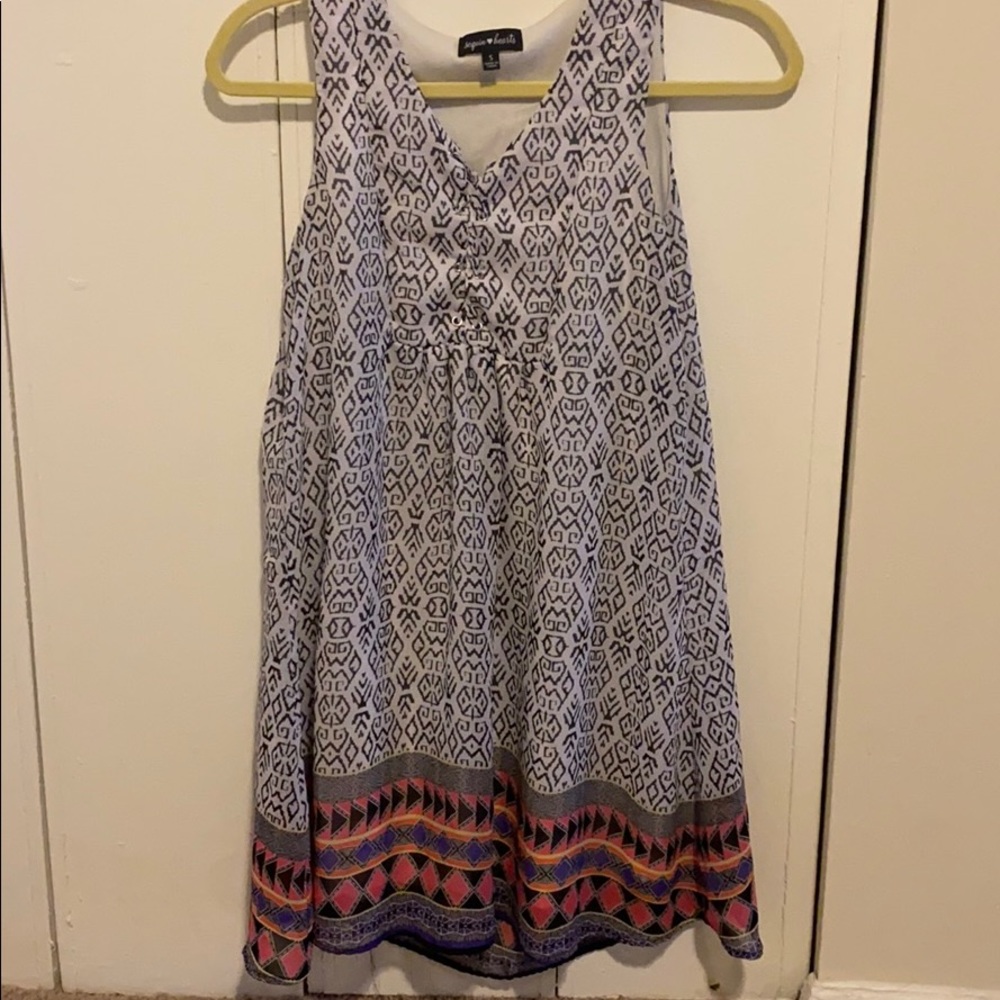Aztec print lace up front shift dress